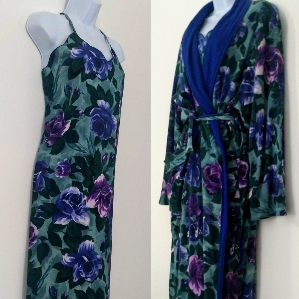 Valerie Fitzgerald Long 2PC Cotton Knit Floral Set